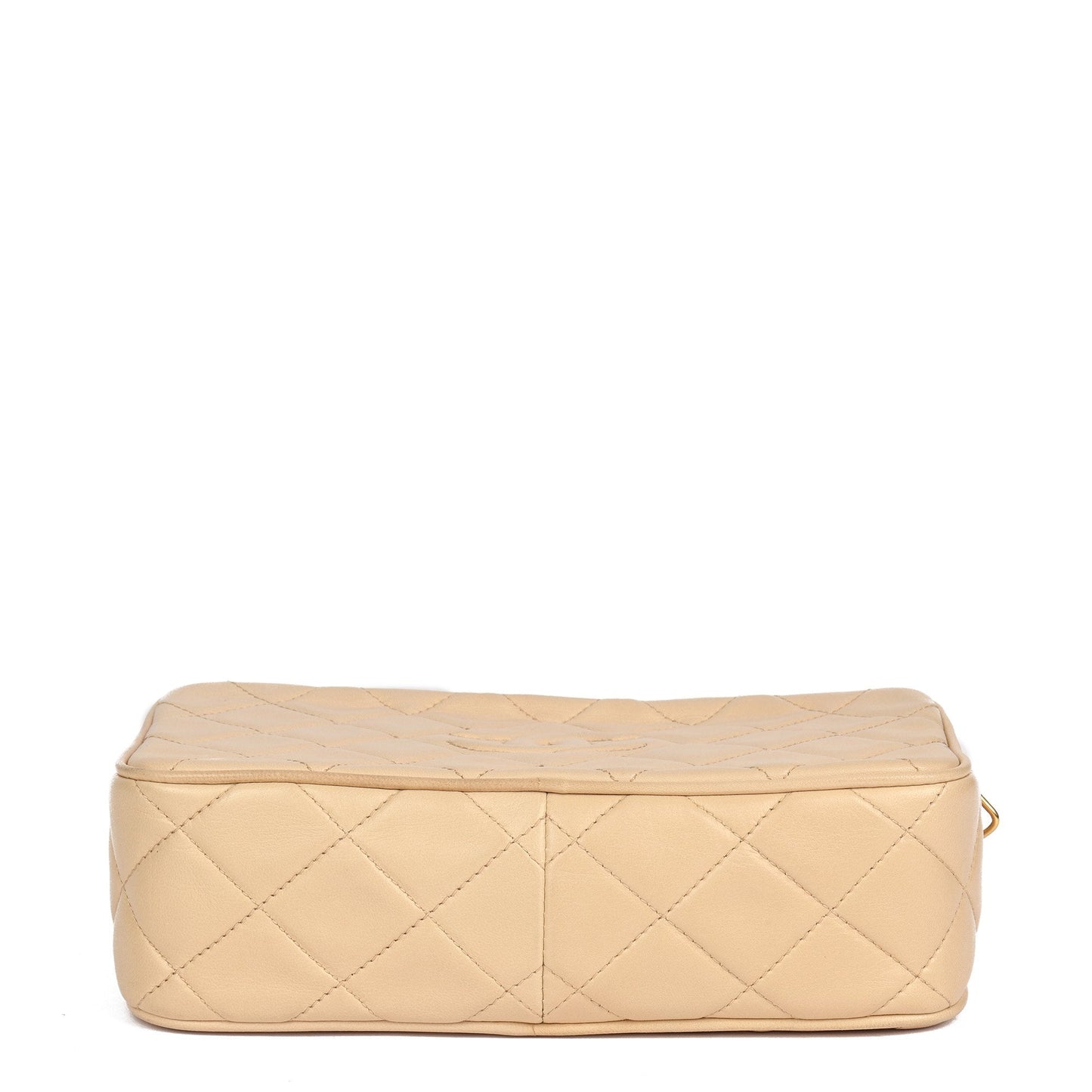 Chanel Beige Quilted Lambskin Vintage Small Fringe Timeless Camera Bag
