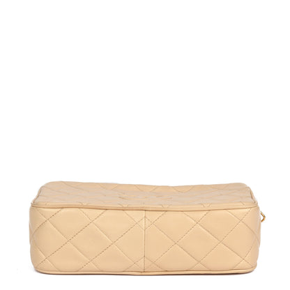 Chanel Beige Quilted Lambskin Vintage Small Fringe Timeless Camera Bag