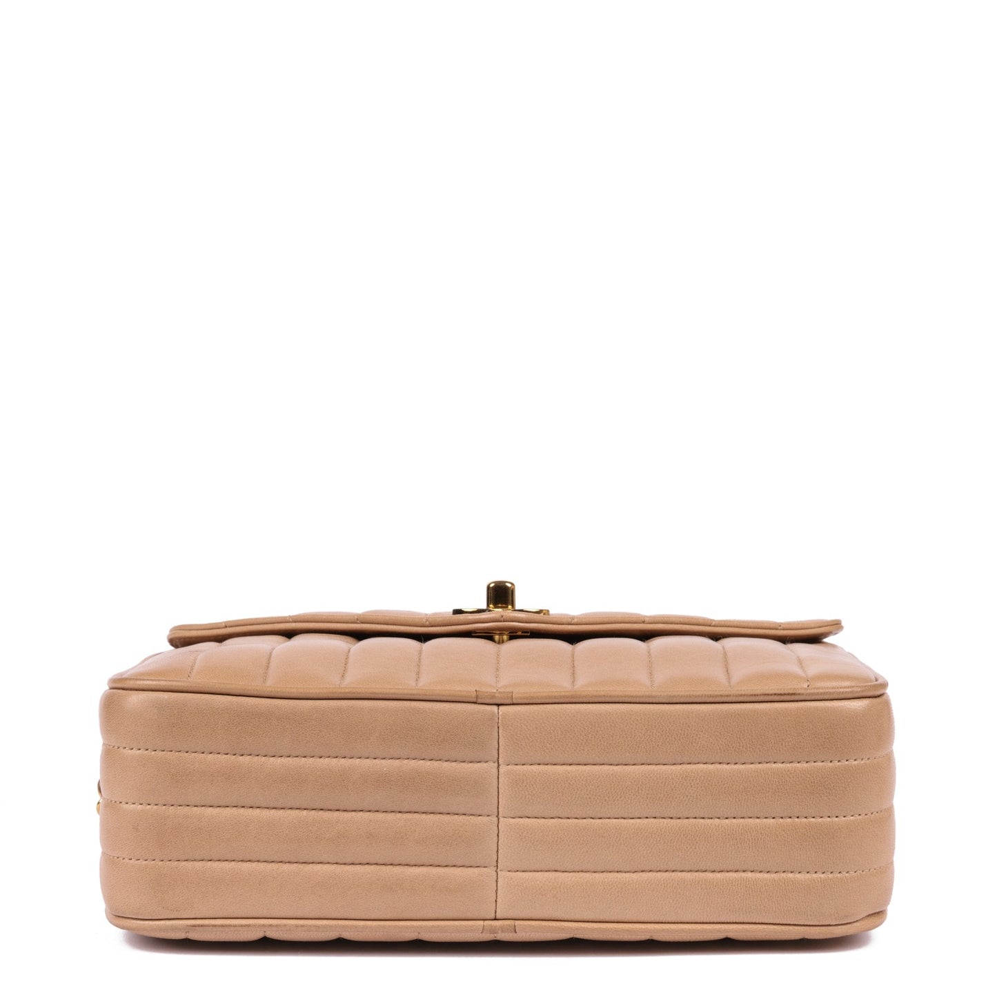 Chanel Beige Vertical Quilted Lambskin Vintage Small Classic Camera Bag