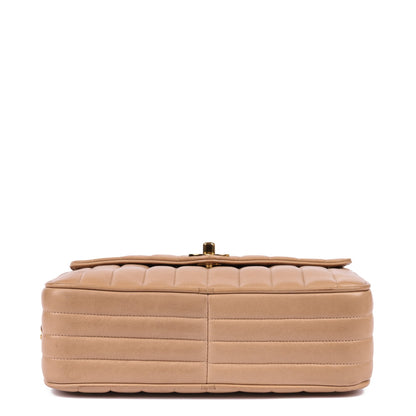 Chanel Beige Vertical Quilted Lambskin Vintage Small Classic Camera Bag