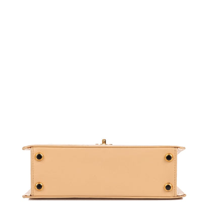 Chanel Beige & White Quilted Lambskin Vintage Mini Trapeze Classic Single Flap Bag with Pouch Shoulder Bag