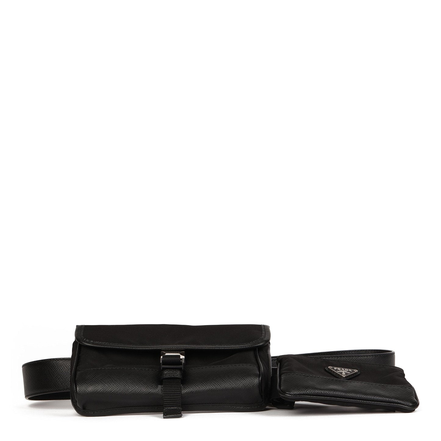 Prada Black Nylon & Saffiano Leather Pocket Belt Bag Belt Bag