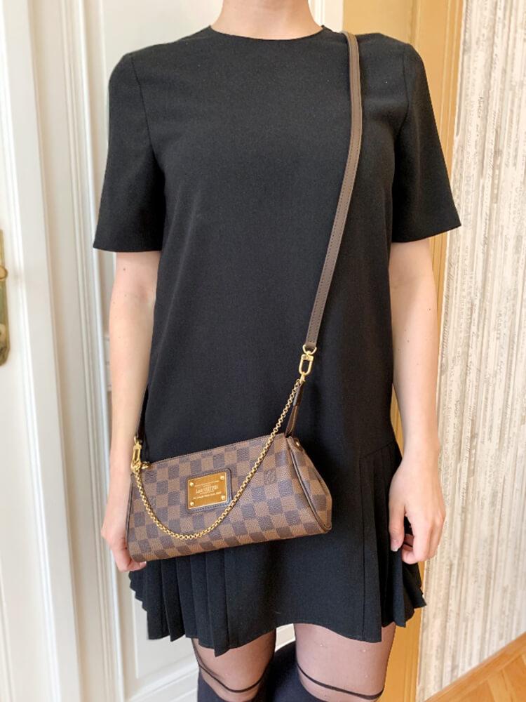 LV Eva Clutch Damier Ebene Canvas