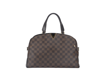 LOUIS VUITTON KENSINGTON BOWLING BAG (N41505) MM DAMIER EBENE GOLD HARDWARE WITH DUST COVER AND BOX