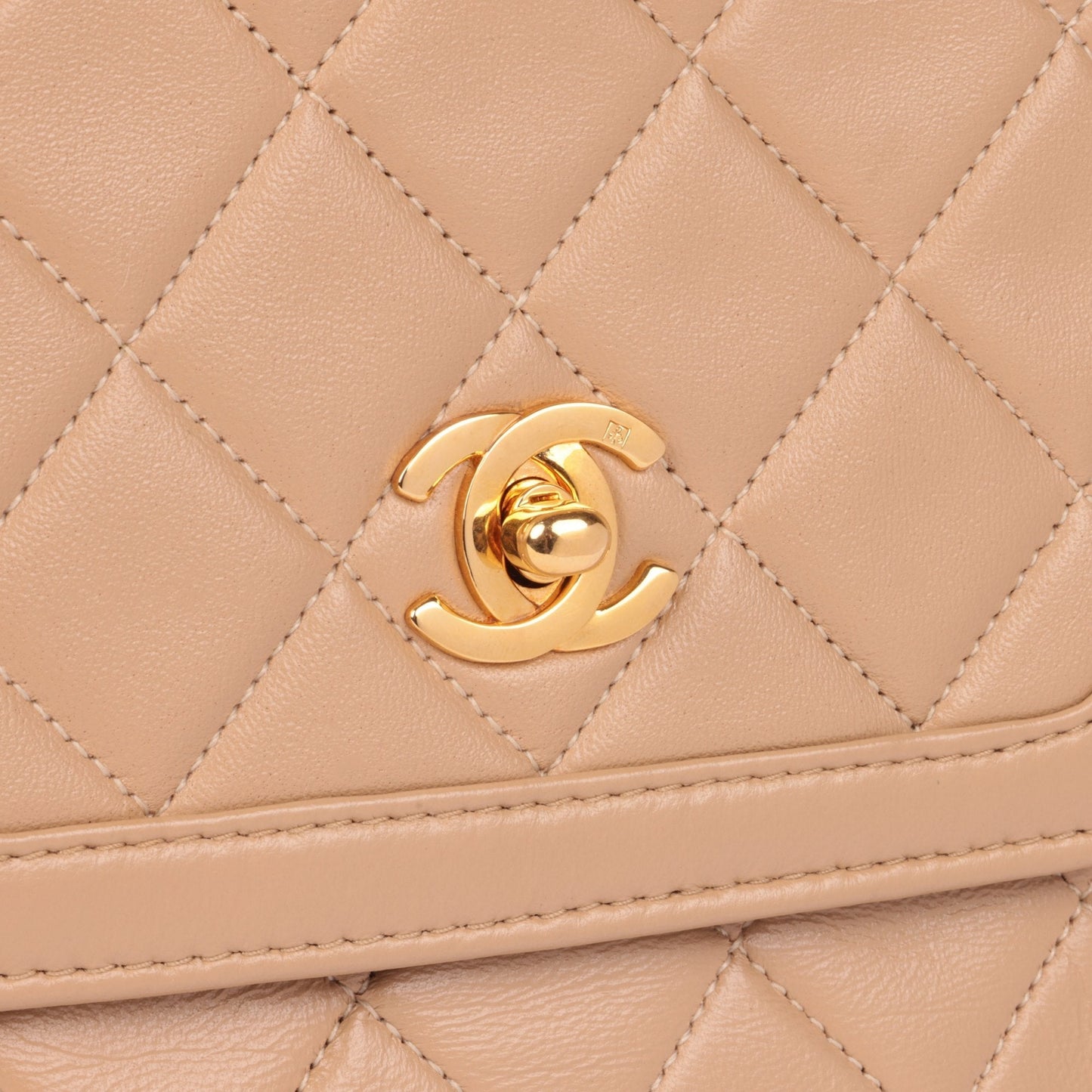 Chanel Beige Quilted Lambskin Vintage Mini Flap Bag with Wallet Shoulder Bag