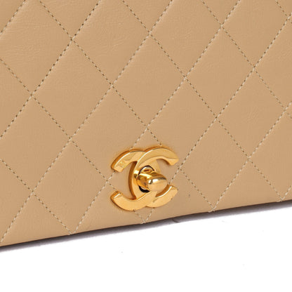 Chanel Beige Quilted Lambskin Vintage Small Classic Single Full Flap Bag