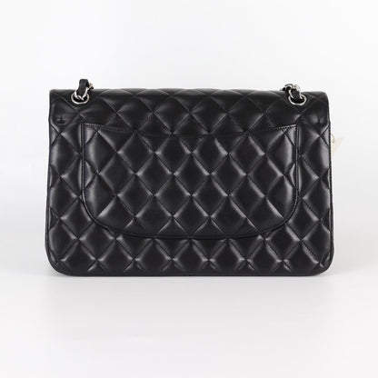 Jumbo Double Flap in Black Lambskin with SHW