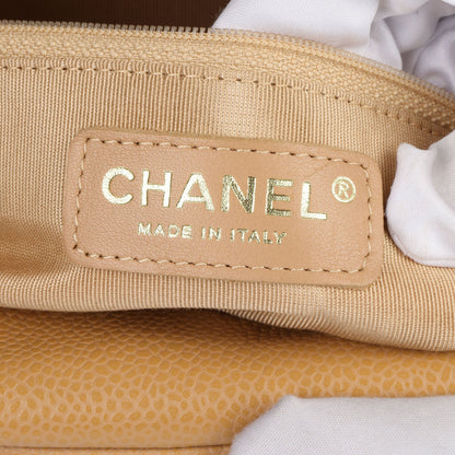 Chanel Beige Quilted Caviar Leather Mini Boston Tote