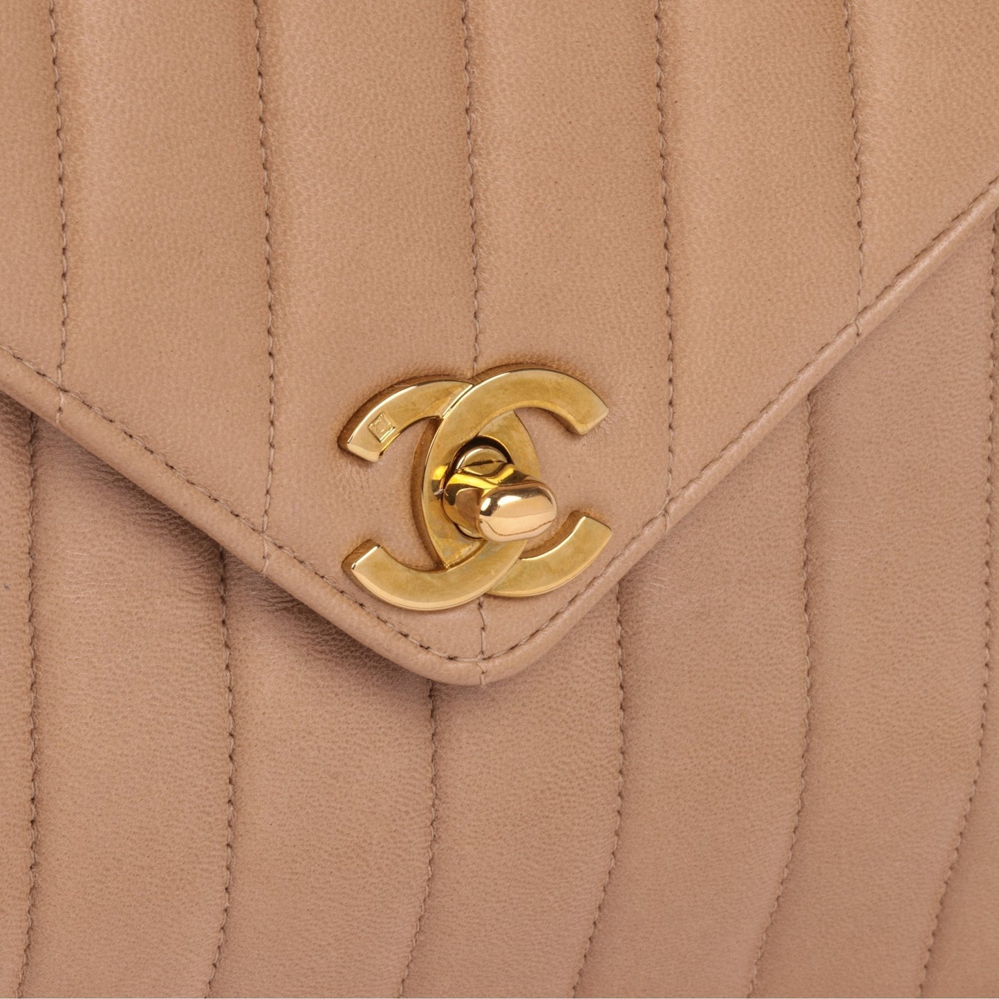 Chanel Beige Vertical Quilted Lambskin Vintage Small Classic Camera Bag