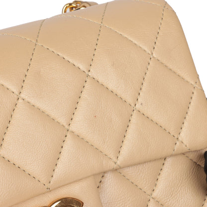 Chanel Beige Quilted Lambskin Vintage Square Mini Flap Bag