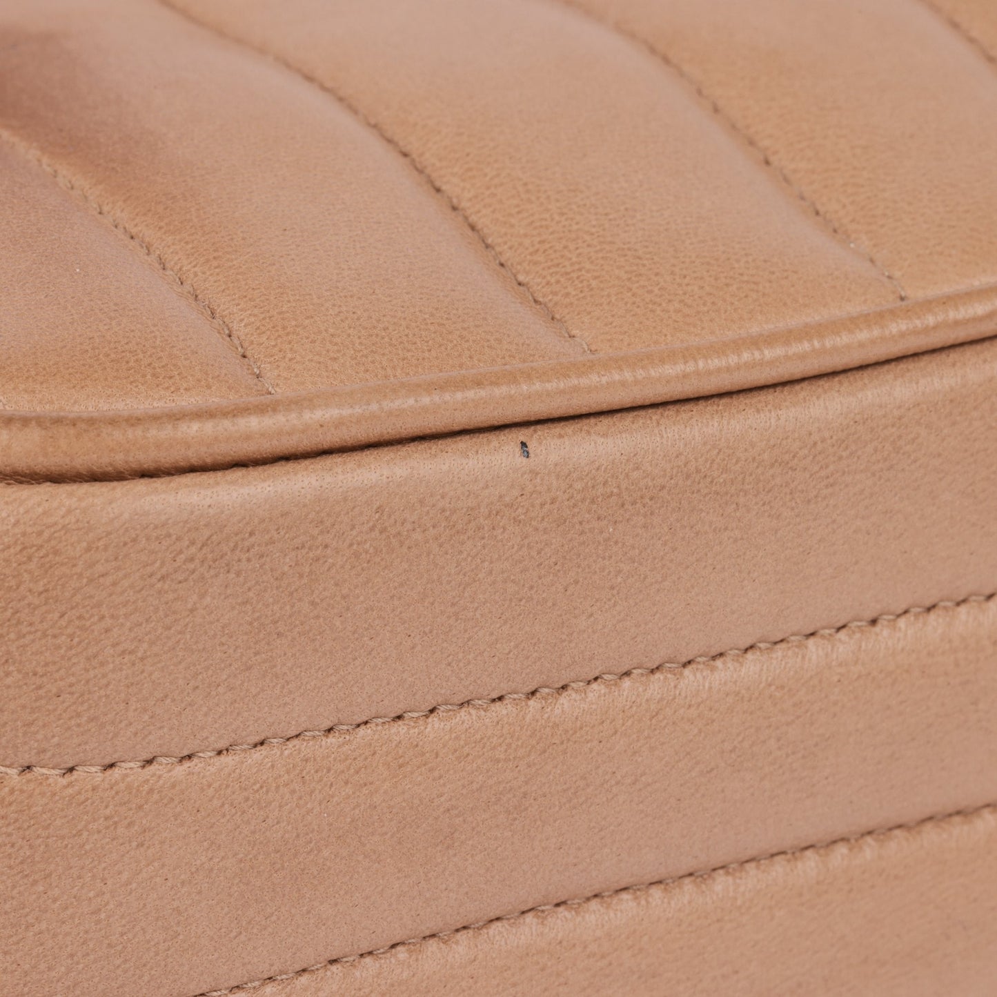 Chanel Beige Vertical Quilted Lambskin Vintage Small Classic Camera Bag