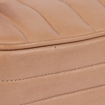 Chanel Beige Vertical Quilted Lambskin Vintage Small Classic Camera Bag