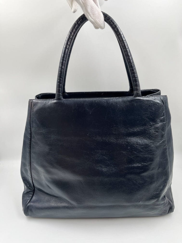 Prada Navy Leather Tote