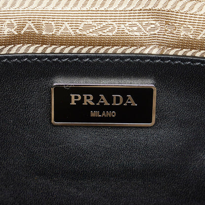 Prada Small City Calf Hand Stitched Galleria Double Zip Satchel