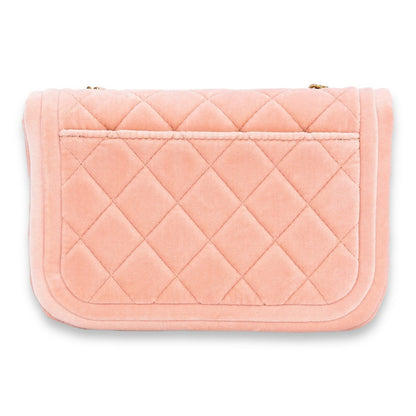 Seasonal CC Mini Pink Shoulder Bag in Velvet, Gold hardware