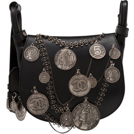 Chanel Black Coin Medallion Saddle