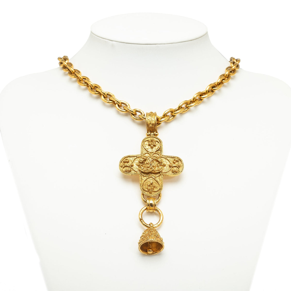 CHANEL Cross Pendant Necklace Costume Necklace