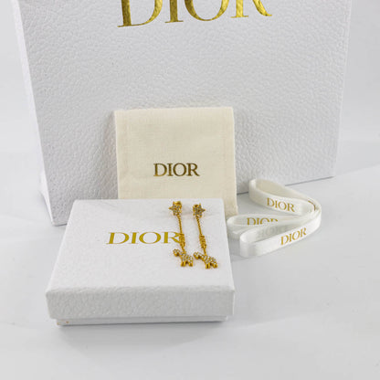 White Crystal Diorable Giraffe Gold Finish Earrings