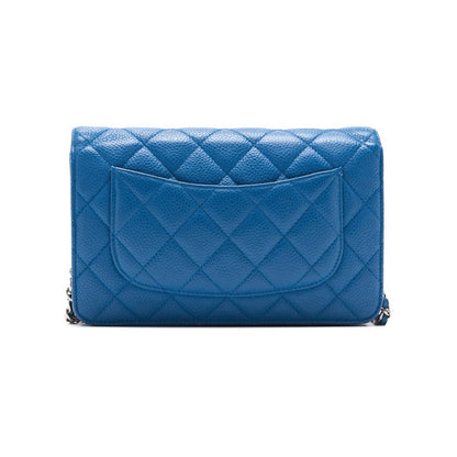 Chanel Matrasse Chain Wallet Caviar S Turquoise Blue Silver