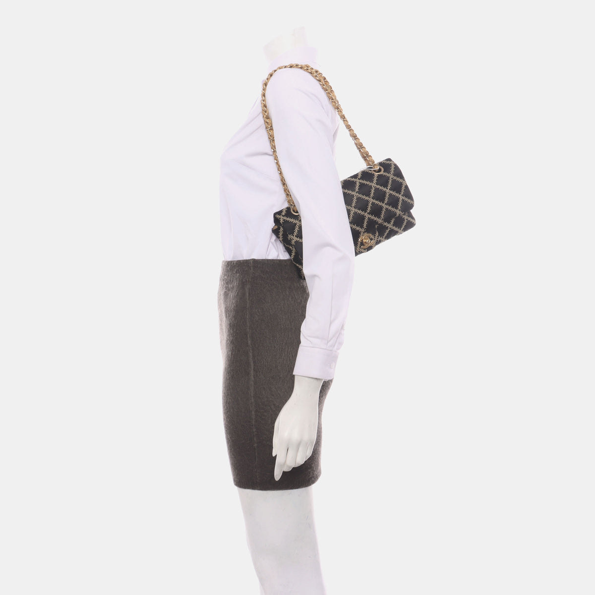 Chanel Wild Stitch Medium Black Silk Flap Bag Gold Hardware, 2009