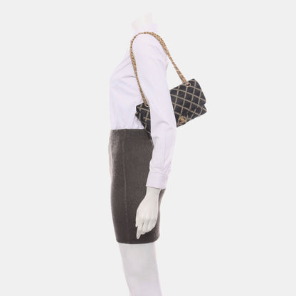 Chanel Wild Stitch Medium Black Silk Flap Bag Gold Hardware, 2009