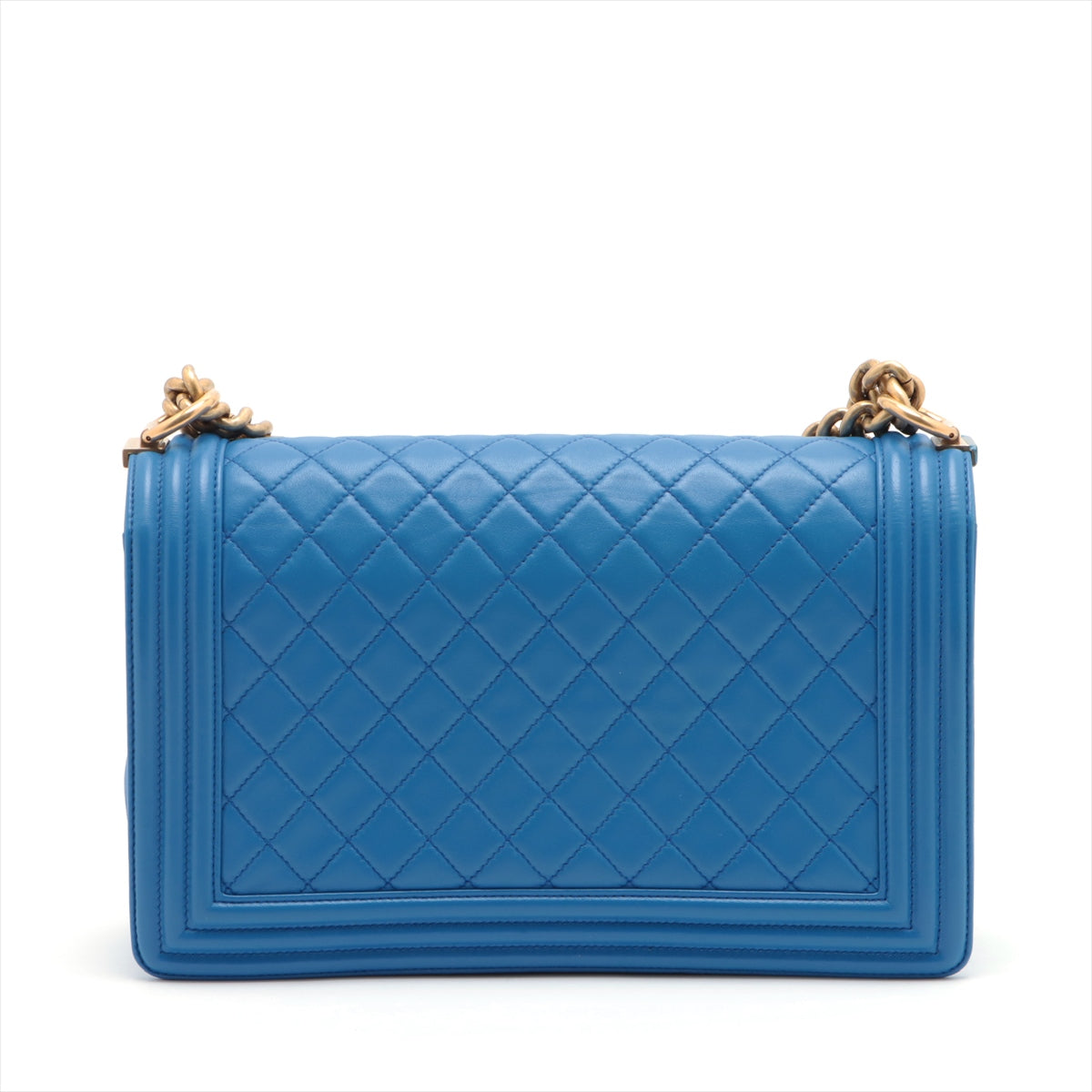 CHANEL Boy Chain Shoulder Bag in Lambskin Blue