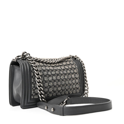 Tweed Calfskin Medium Boy Flap Grey