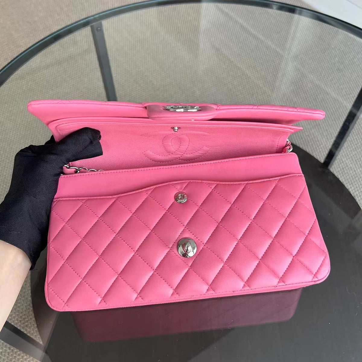 Quilted Lambskin Sakura Pink Silver Hardware Series 16