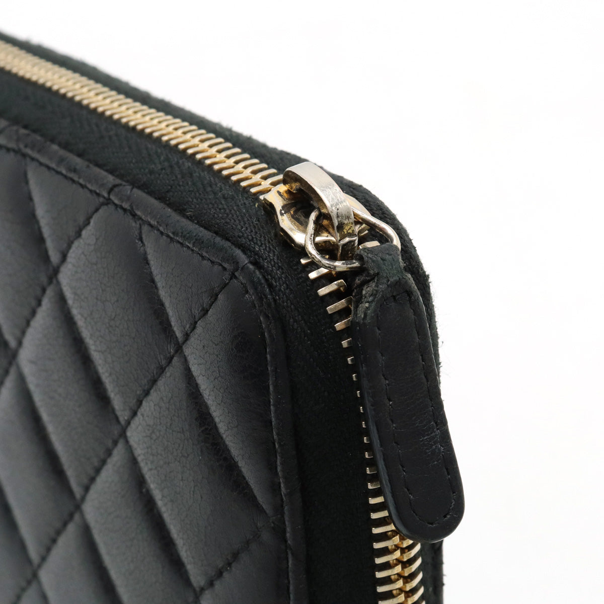 CHANEL MATRACE COCOMARK ROUNDFASNER Long Wallet Leather Black Black Gold  A50097