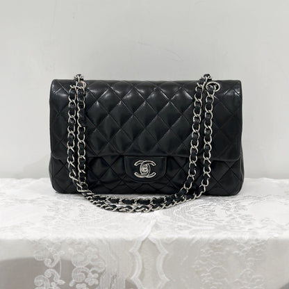 Chanel Lambskin Class Flap 25 （黑銀）