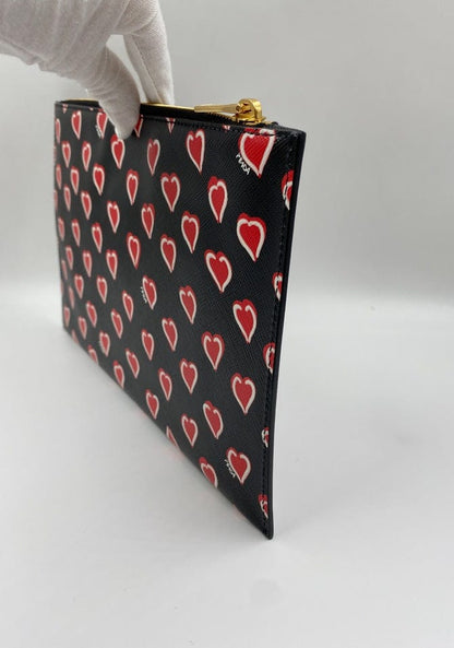 Prada Saffiano Leather Heart Print Clutch Bag