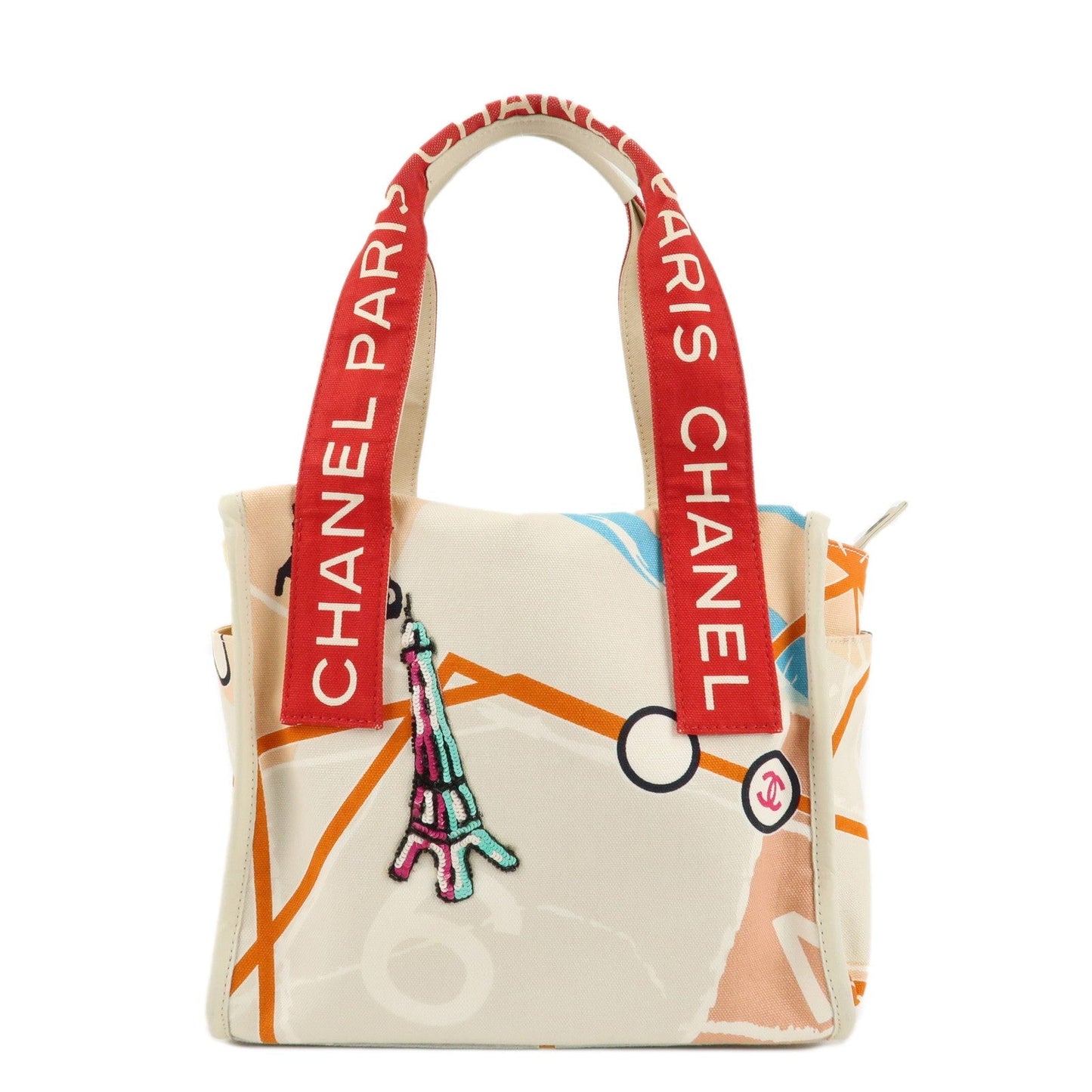 CHANEL Cruise Line Canvas Spangle Paris Map Tote Bag A30833