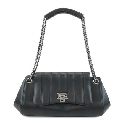 CHANEL Mademoiselle Lamb Skin Chain Shoulder Bag Hand Bag Black