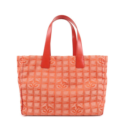 CHANEL New Travel Line Nylon Jacquard Leather Tote Bag Red A15991