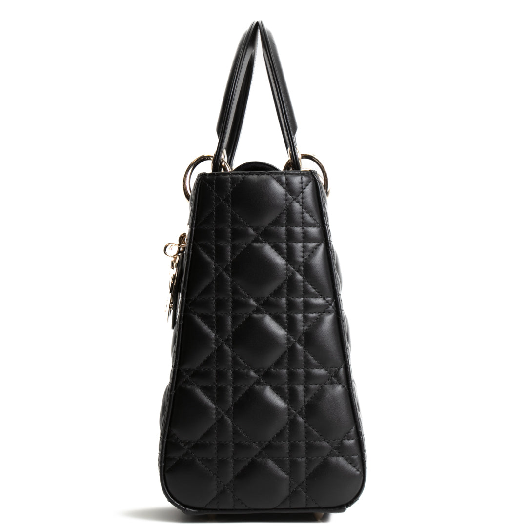 CHRISTIAN DIOR Medium Lady Dior Shoulder Bag - Black