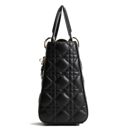 CHRISTIAN DIOR Medium Lady Dior Shoulder Bag - Black