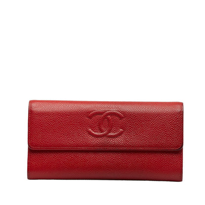 Chanel Cocomark Long Wallet Red Caviar   Chanel