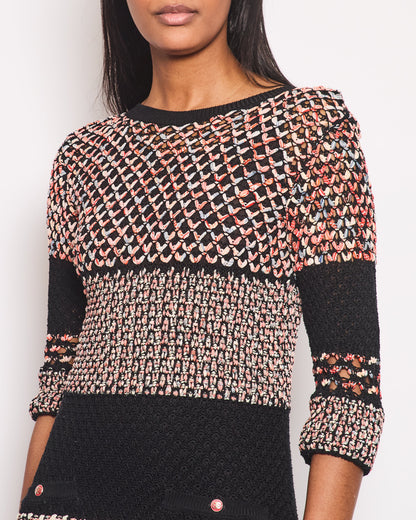 Chanel Tweed Multi-Colour Open-Knit Dress with Front Pocket Detailing FR 34 (UK 6)