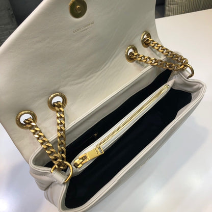 Yves Saint Laurent Loulou Small Chain Bag In Matelassé "Y" White