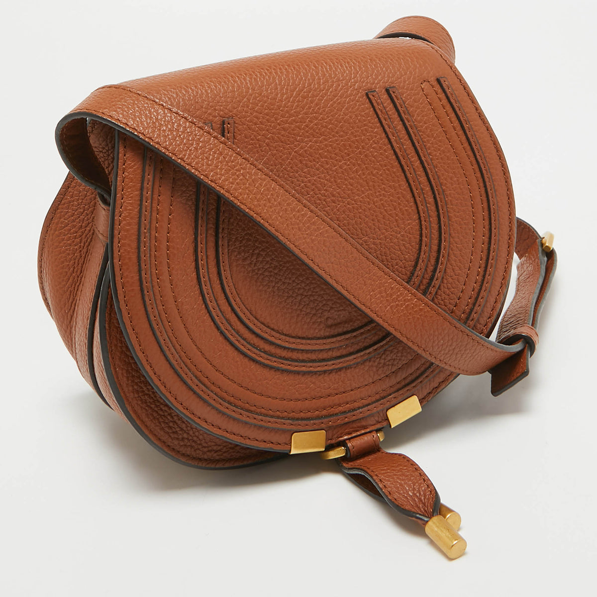 Chloe Brown Leather Small Marcie Saddle Bag