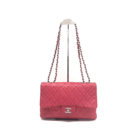 Chanel Classic Flap Jumbo Red Caviar Leather Single Flap Silver Hardware 2008-2009
