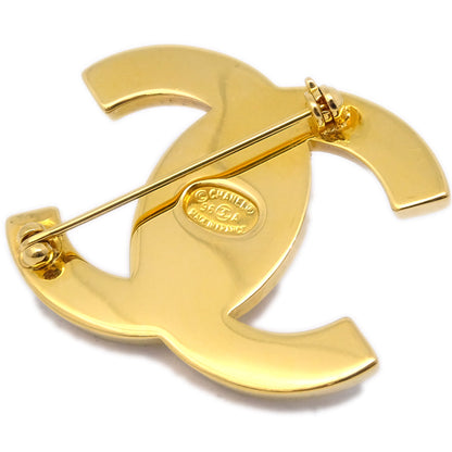 Chanel CC Turnlock Rhinestone Brooch Pin Gold 96P
