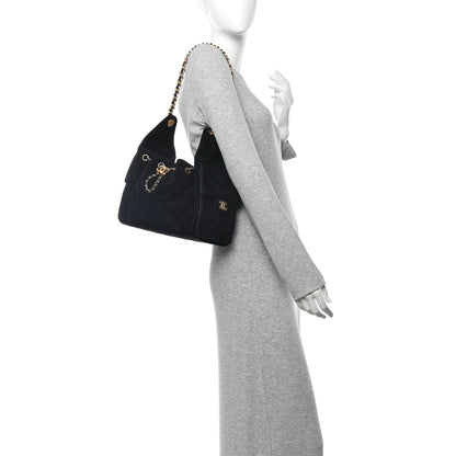 Suede Quilted Small Chanel 25 Handbag Black