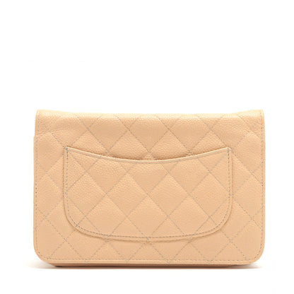 Chanel Matrasse Caviar S Chain Wallet Beige Gold