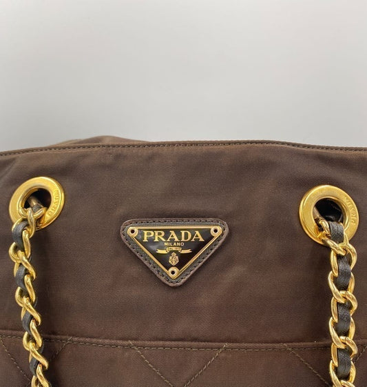 Prada Nylon Shoulder Bag with Chain Handle