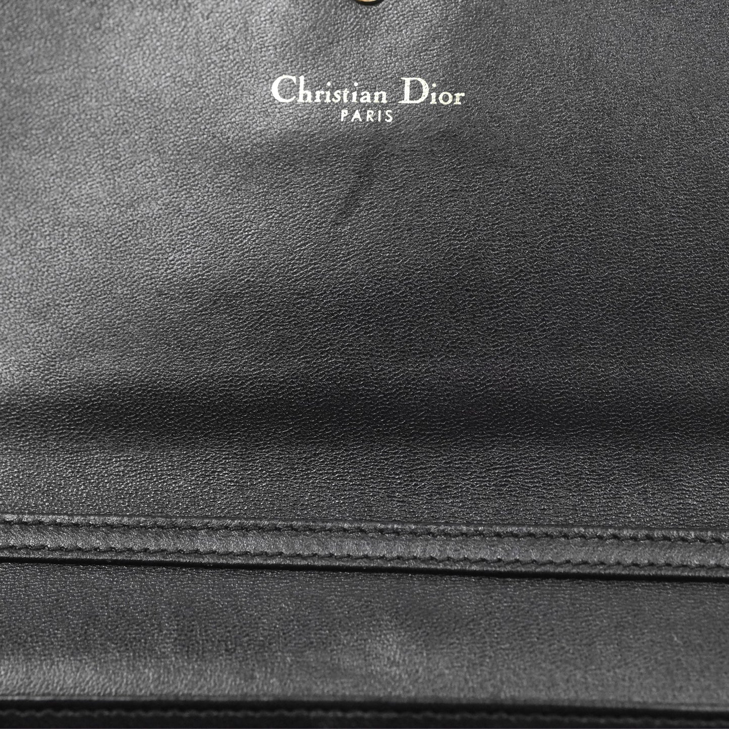 Christian Dior Diorama Croisiere Chain Wallet Black Grained Calfskin Gold Hardware