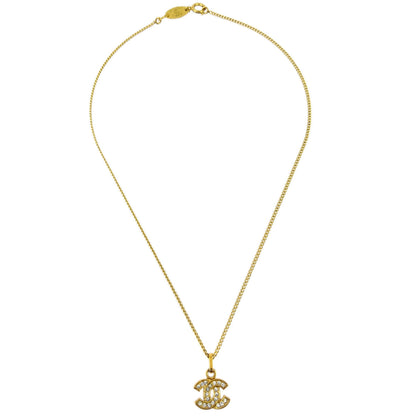 Chanel CC Chain Pendant Necklace Rhinestone Gold 3311/1982