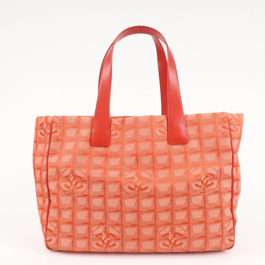 CHANEL New Travel Line Nylon Jacquard Leather Tote Bag Red A15991