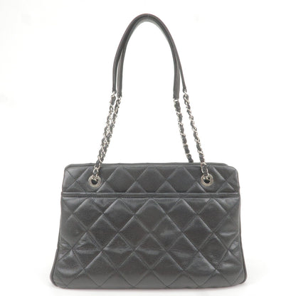 CHANEL Matelasse Caviar Skin Chain Tote Bag Black A67294