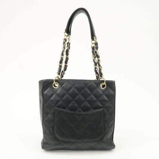 CHANEL Matelasse Caviar Skin PST Chain Tote Bag Black A20994